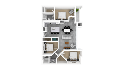 Floor plan for 3 beds, 2 baths, 1620 sqft